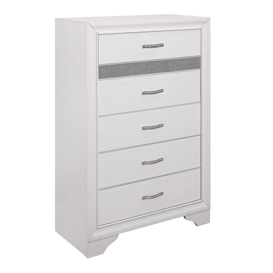 Commode 5 Tiroirs Luster | Blanc | 9-W5051