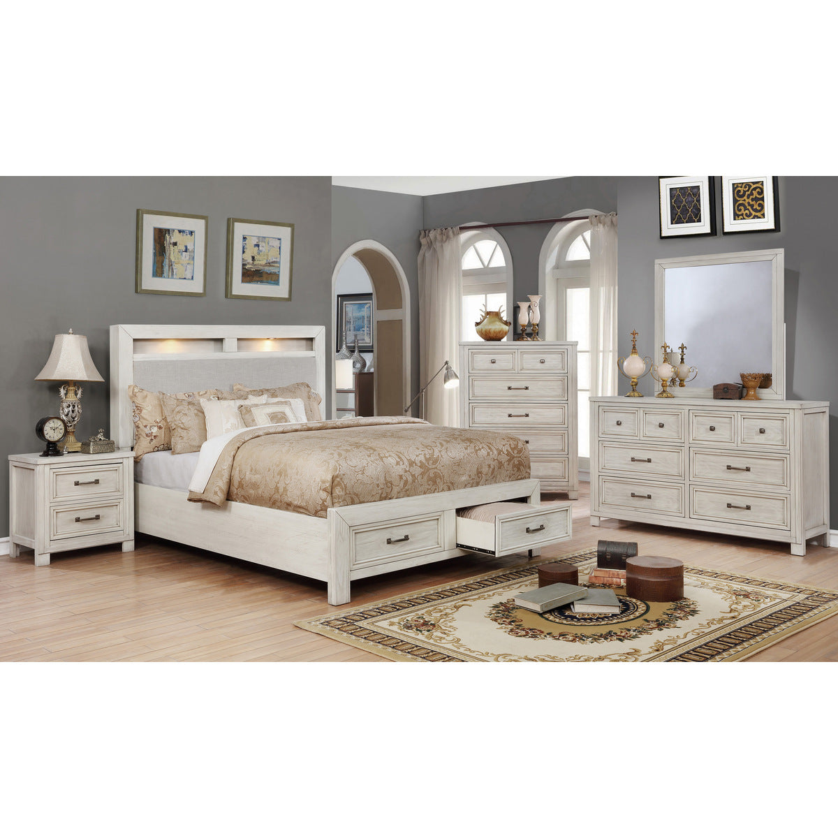 Commode 8 Tiroirs Darcy | Chêne Blanc Vieilli | 5-W071