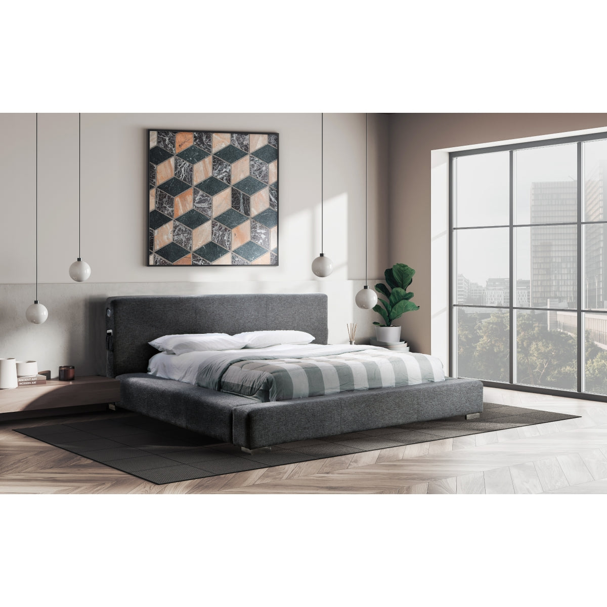Lit Queen Complet Tori | Gris Foncé | QGD2875