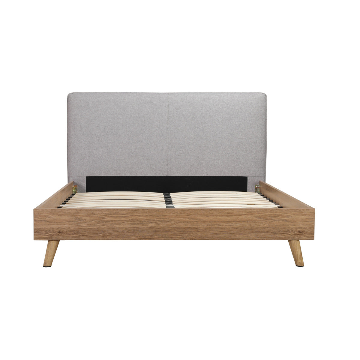 Lit Queen Complet Cassidy | Gris et Bois Naturel | QYG0985