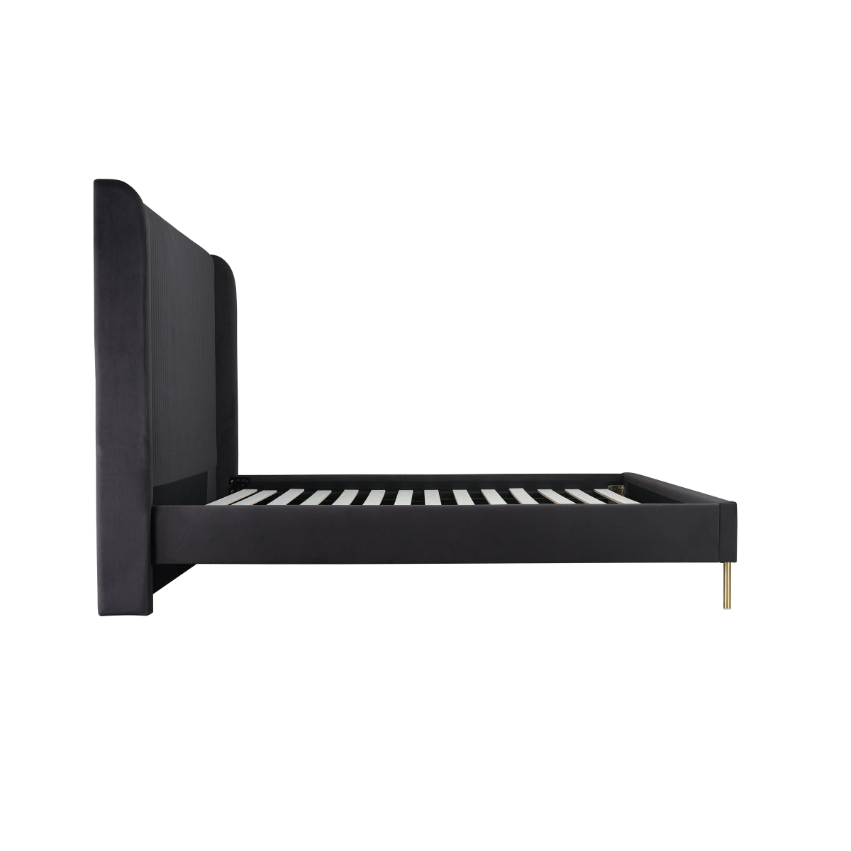 Lit Queen Complet Estelle | Velours Gris Foncé | QGD0095