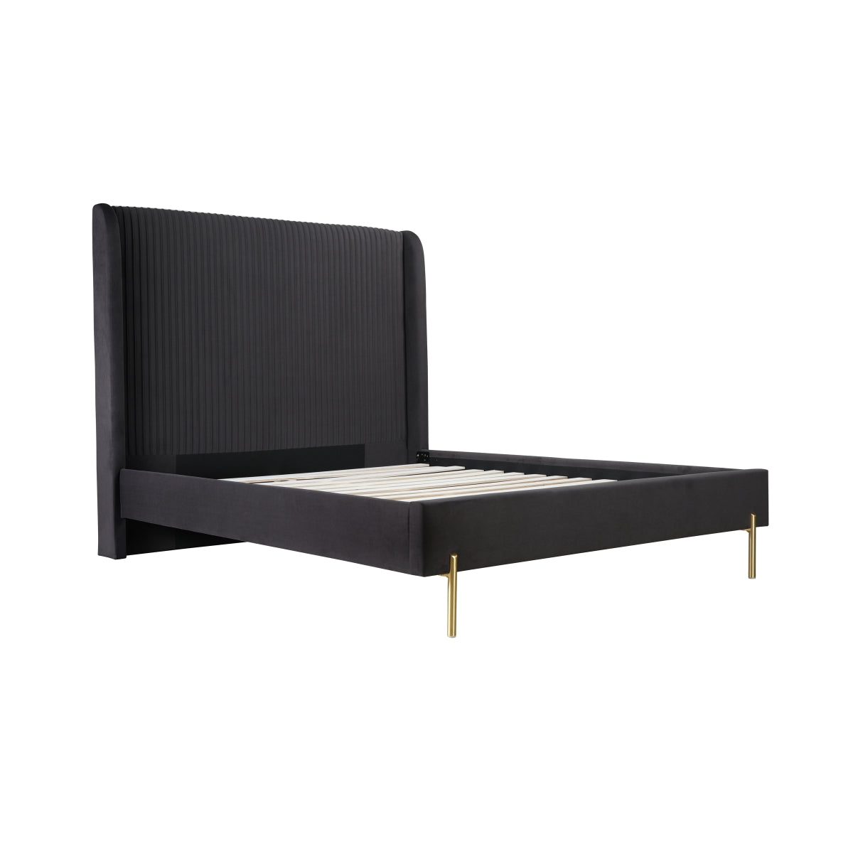 Lit Queen Complet Estelle | Velours Gris Foncé | QGD0095