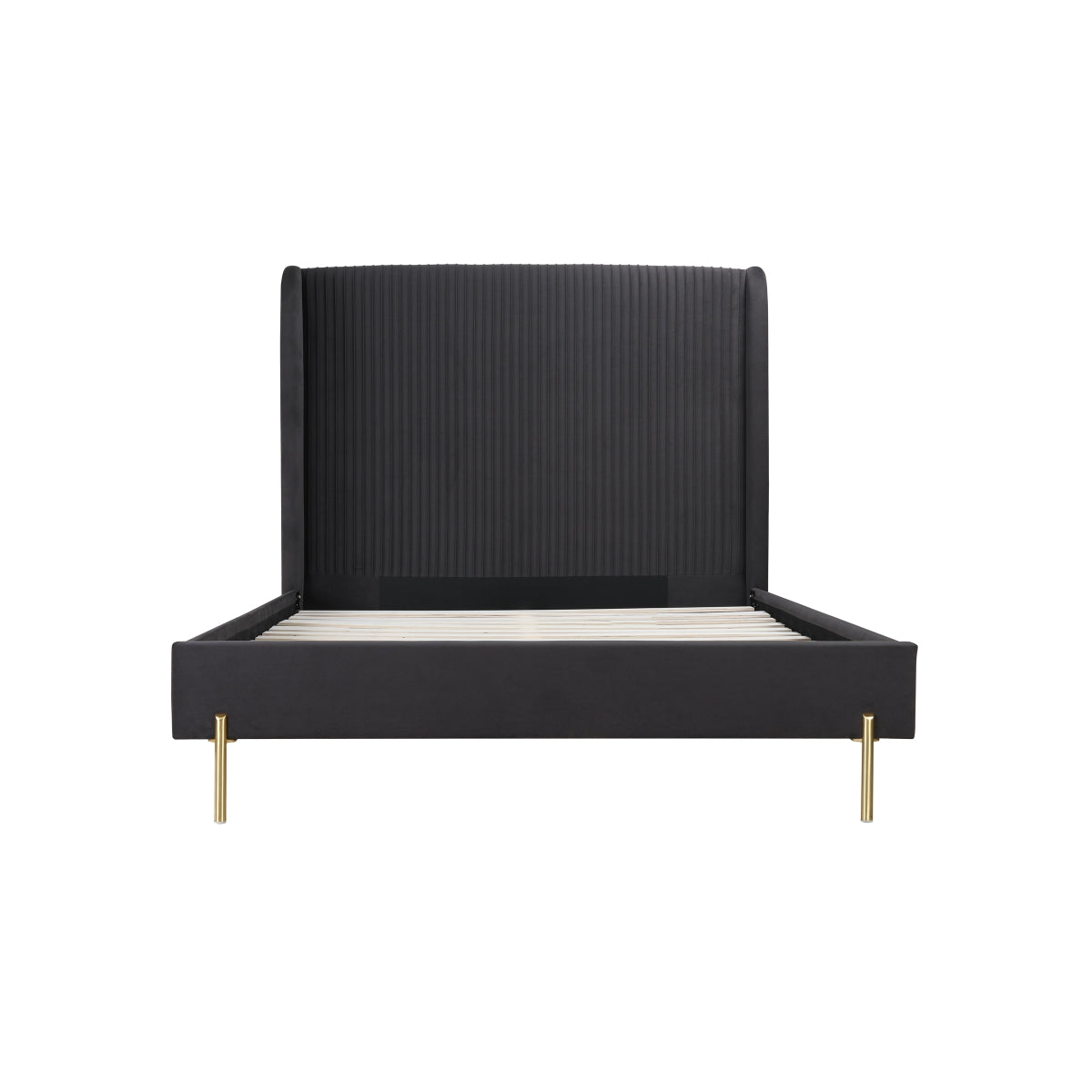 Lit Queen Complet Estelle | Velours Gris Foncé | QGD0095