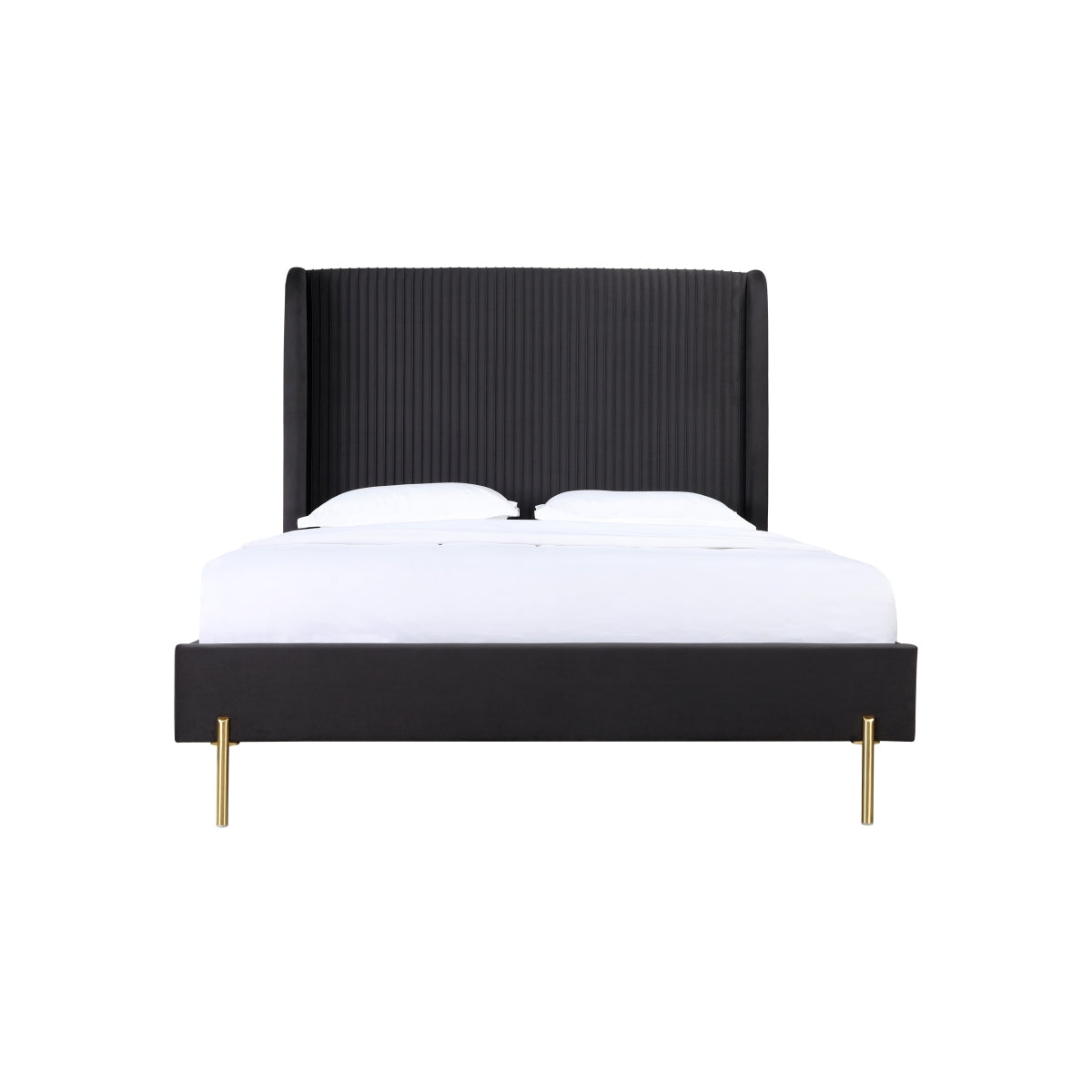 Lit Queen Complet Estelle | Velours Gris Foncé | QGD0095