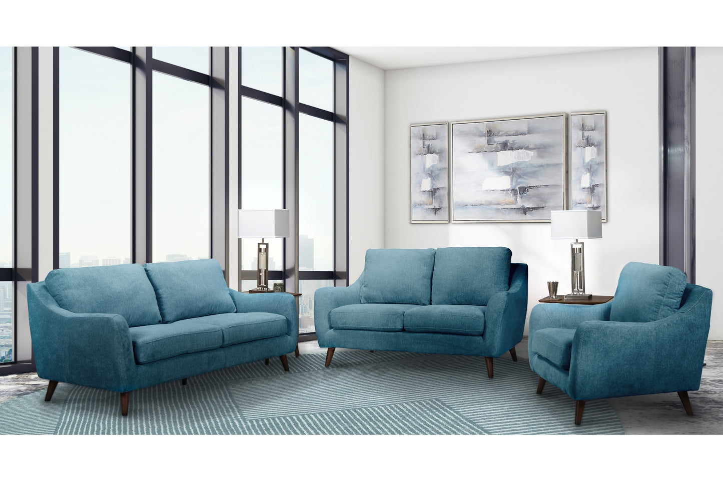 Ensemble de Sofa en Tissu Collection Kitchener | Bleu | UBL0409