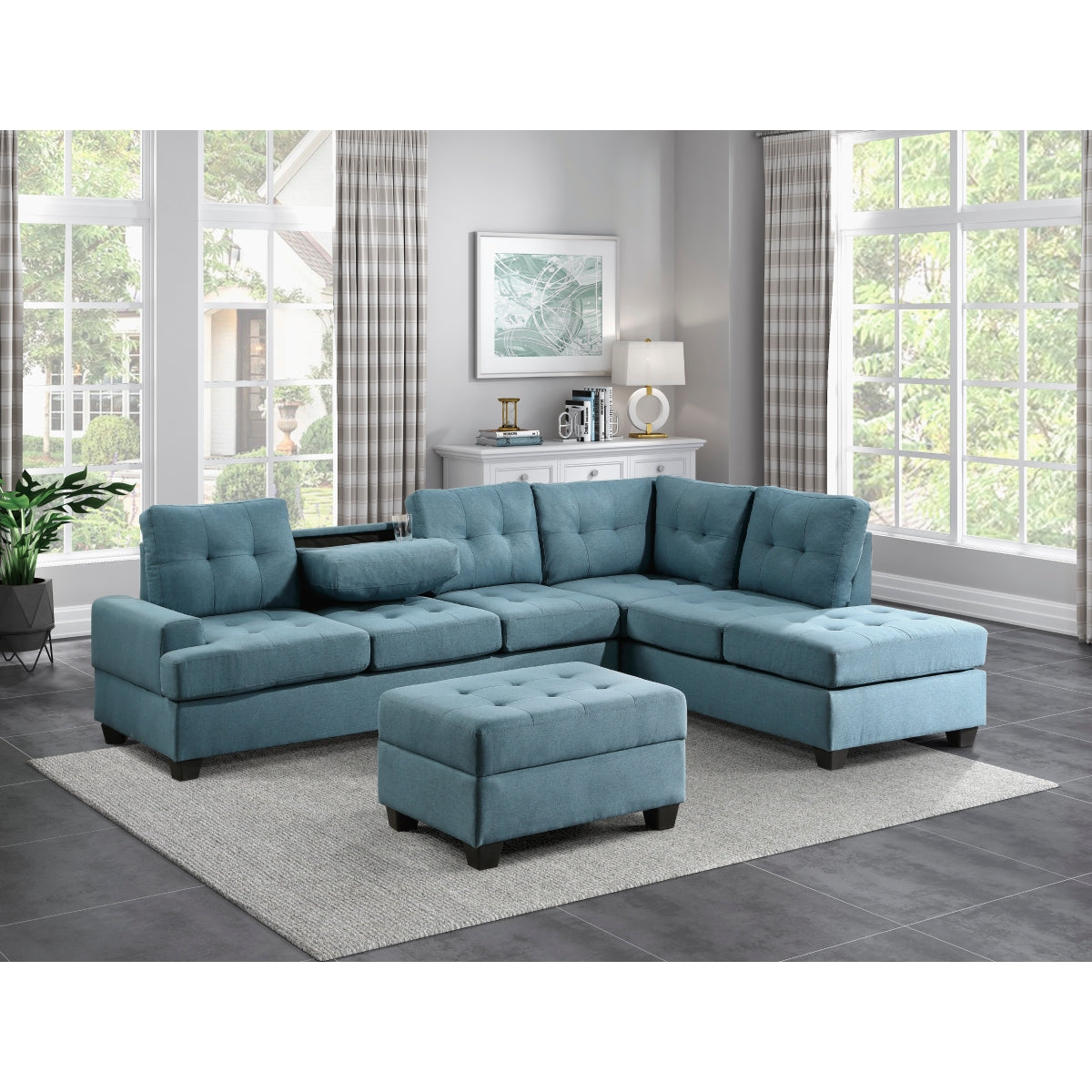 Ottoman de Rangement Dunstan | Bleu | 4-UB7693