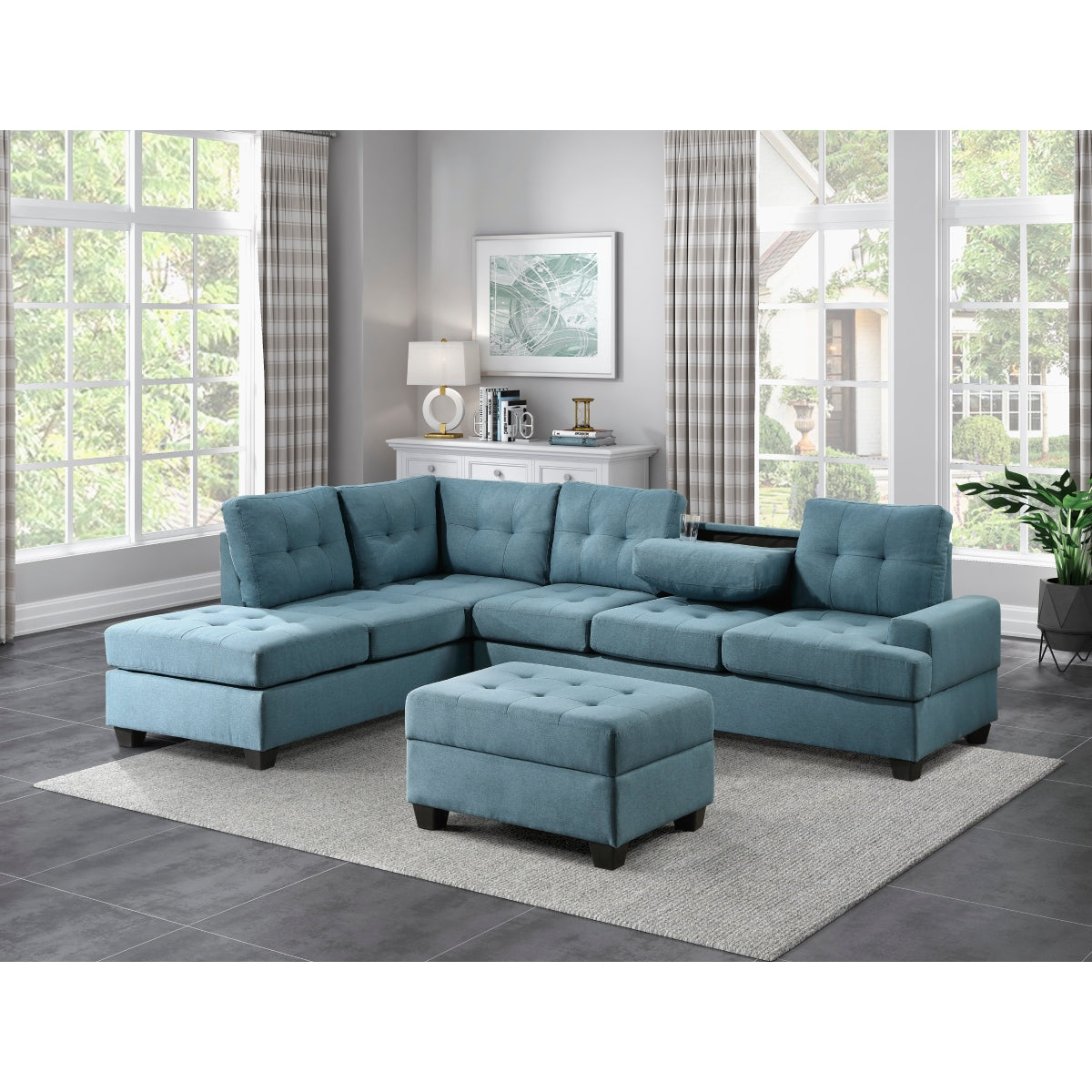 Ottoman de Rangement Dunstan | Bleu | 4-UB7693