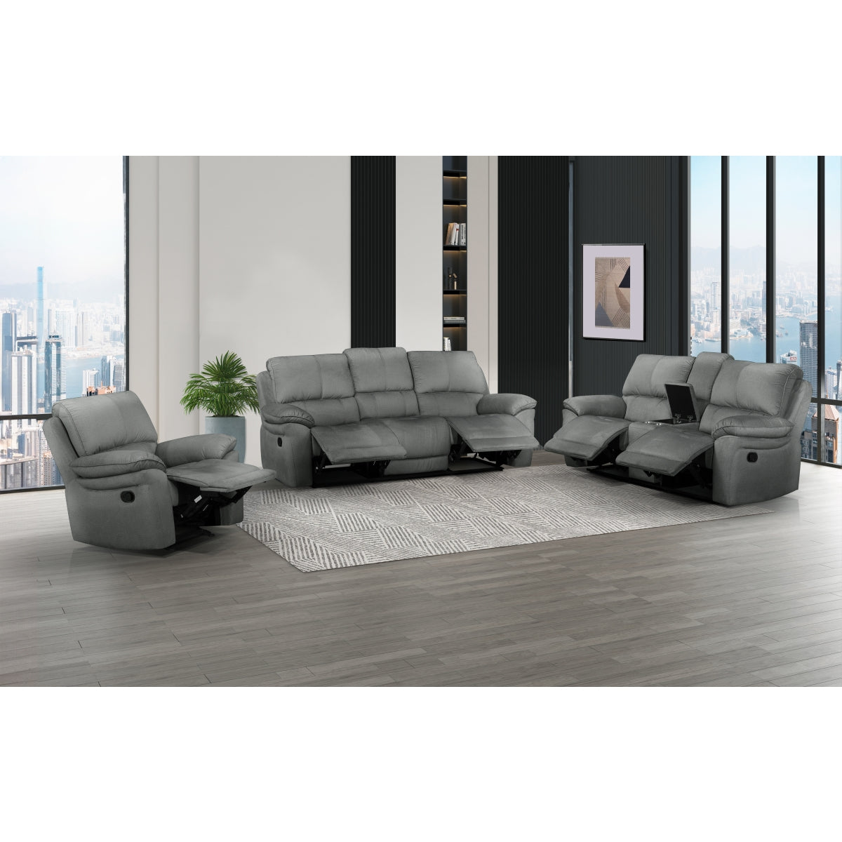 Sofa Manuel Inclinable Double Inclinaison Russka | Gris | 3-YG13099
