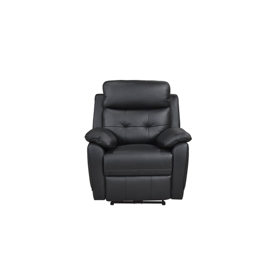 Chaise Inclinable Électrique Olivier en Cuire Véritable et PVC Match | Noir | 1-YG13099