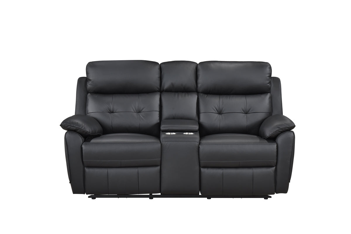 Causeuse Inclinable Électrique Olivier en Cuire Véritable et PVC Match | Noir | 2-YG13099