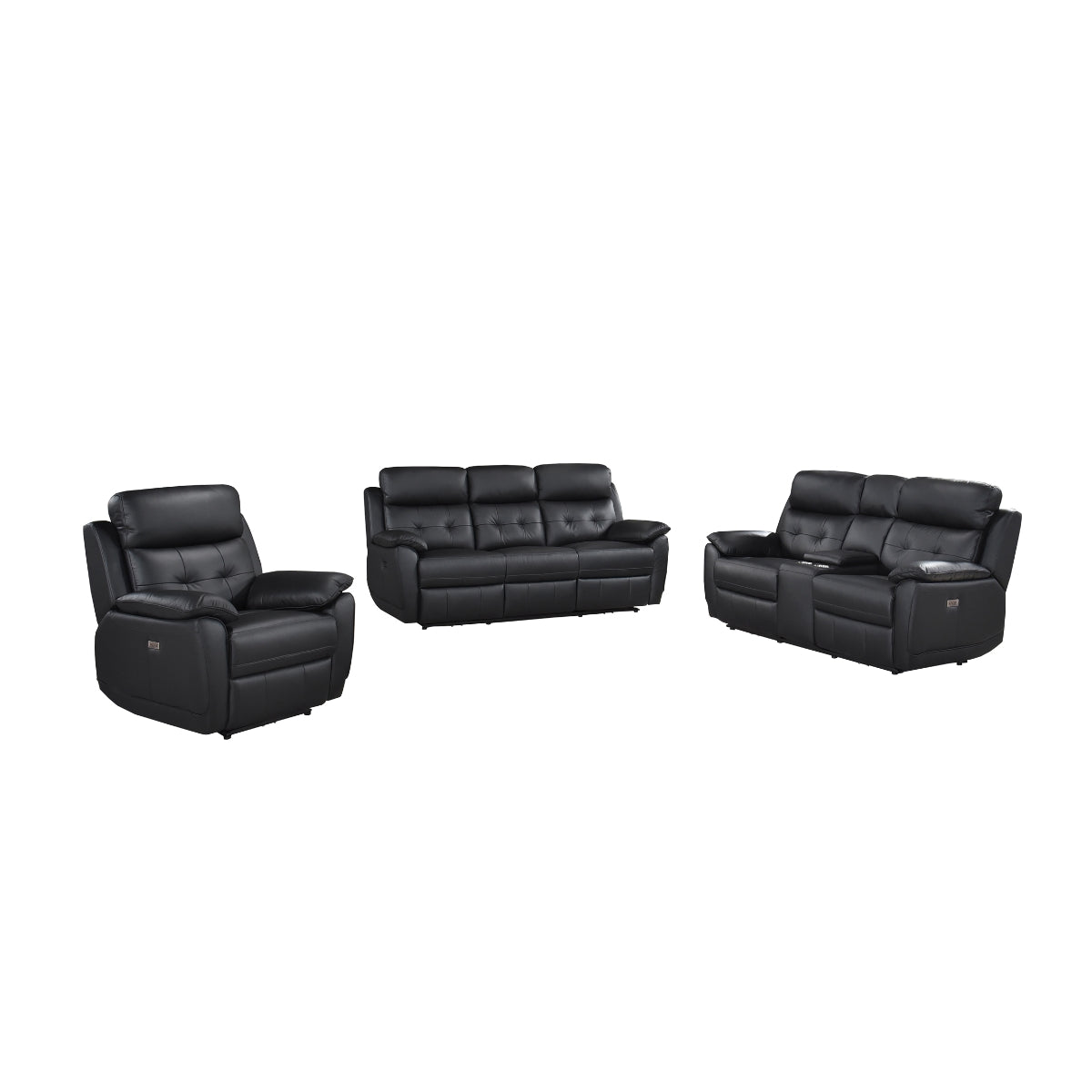 Chaise Inclinable Électrique Olivier en Cuire Véritable et PVC Match | Noir | 1-YG13099