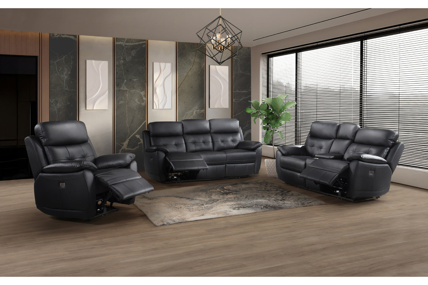 Ensemble de Sofa Électrique Inclinable Olivier | Noir | CLSKLBP23099