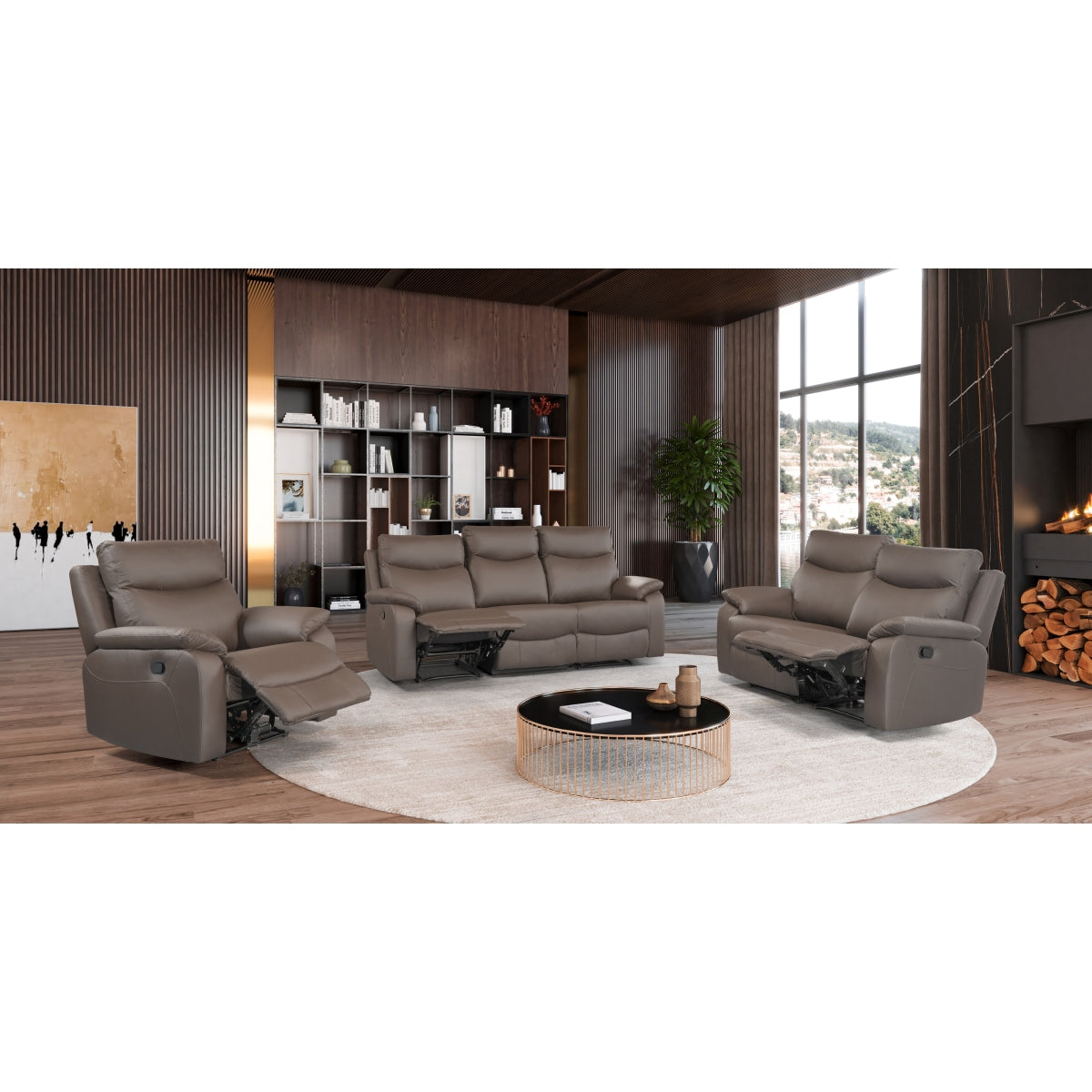 Wembley | Causeuse Inclinable Manuelle en Cuir Véritable | Brun | 10299
