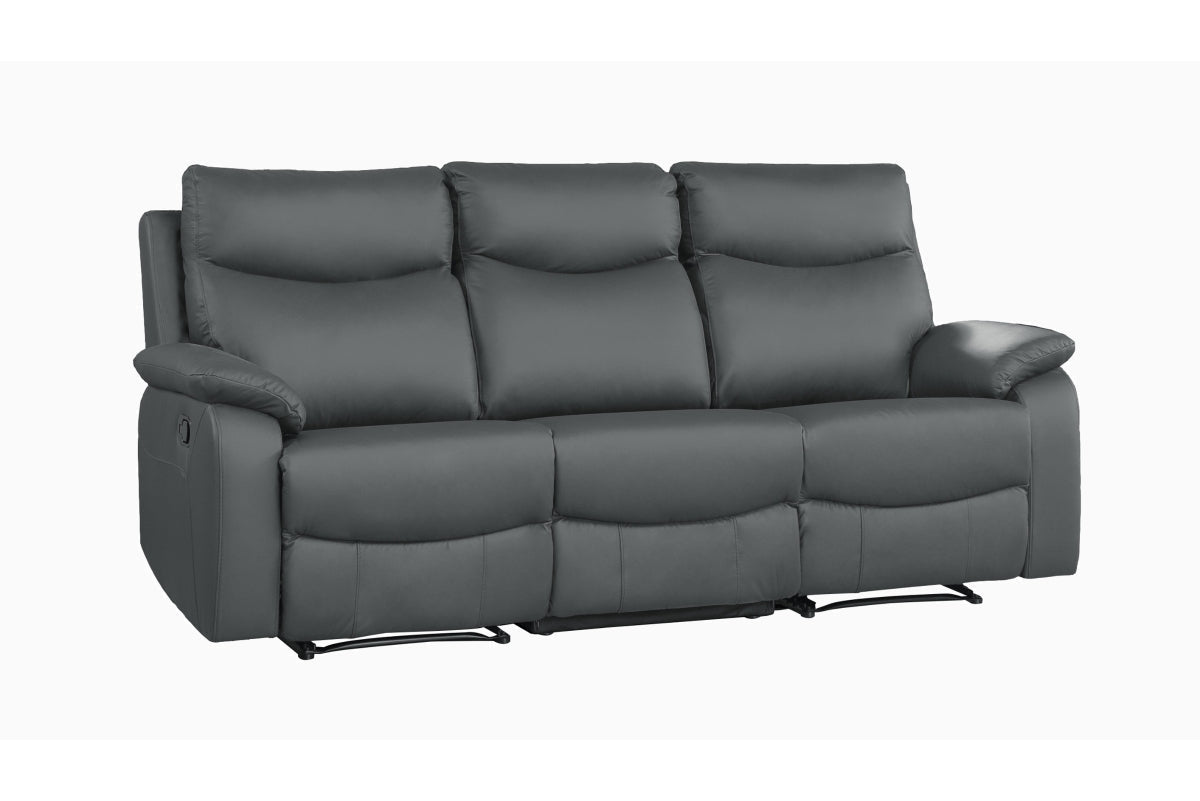 Wembley | Sofa Inclinable Manuel en Cuir Véritable | Gris Foncé | 10299
