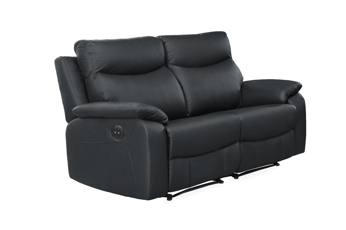 Wembley | Causeuse Inclinable Électrique en Cuir Véritable | Noir | 10299
