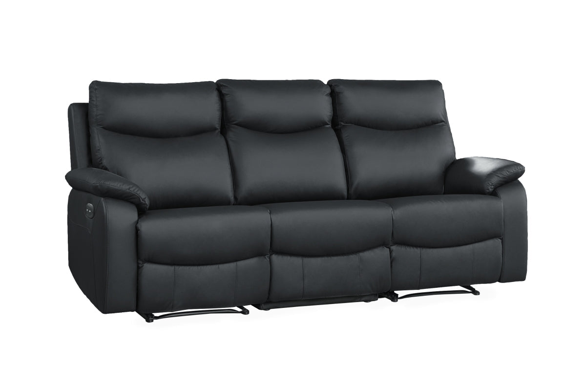 Wembley | Ensemble de Sofa Inclinable Électrique en Cuir Véritable | Noir | 10299
