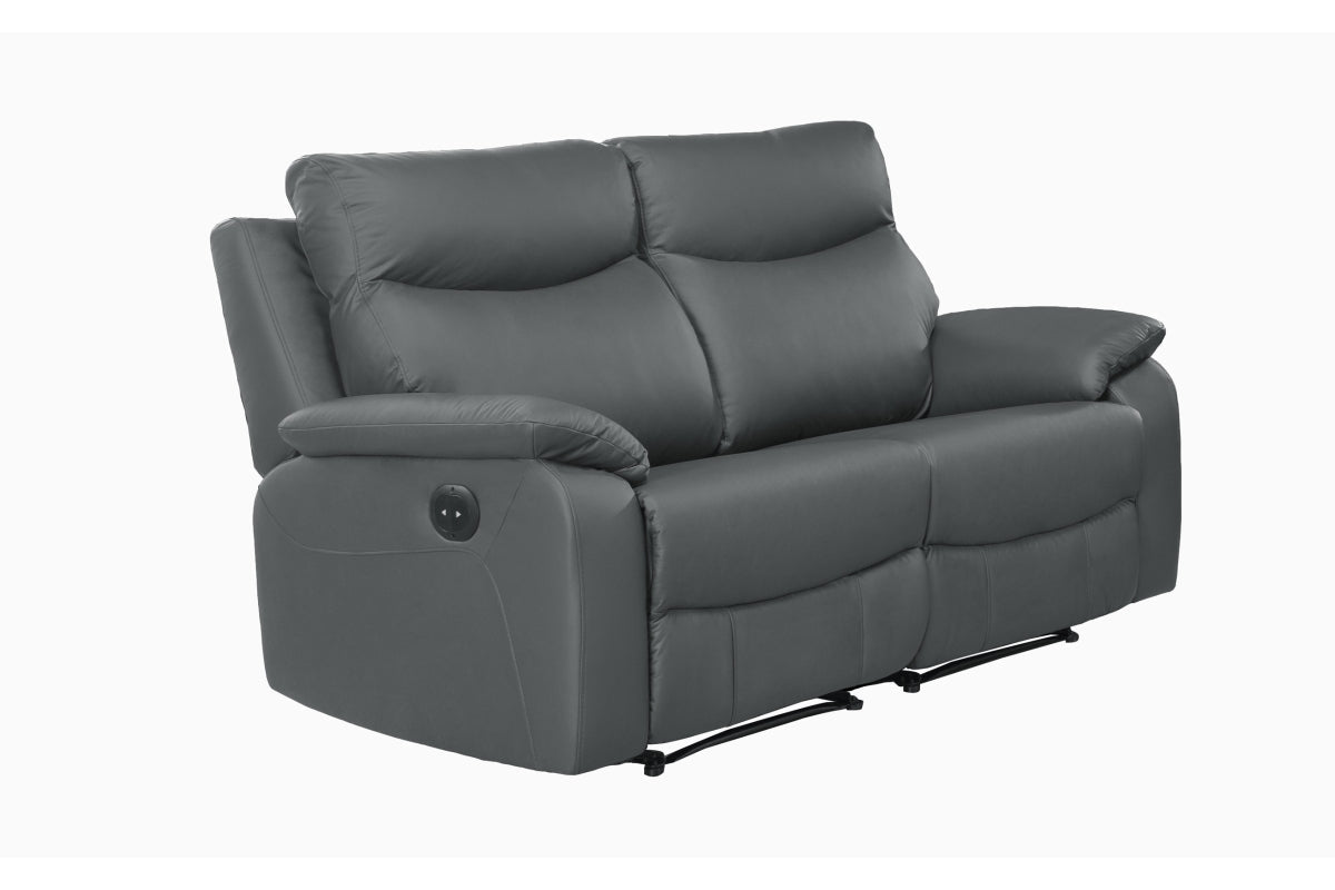 Wembley | Causeuse Inclinable Manuelle en Cuir Véritable | Gris Foncé | 10299