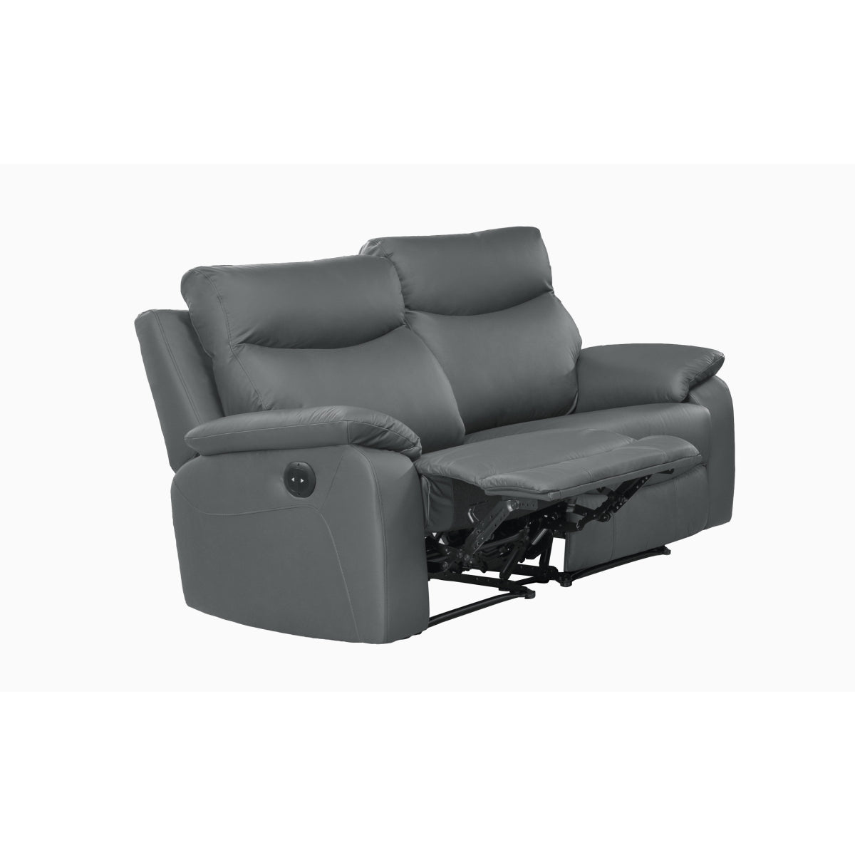 Wembley | Causeuse Inclinable Manuelle en Cuir Véritable | Gris Foncé | 10299