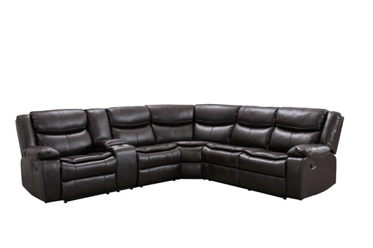 Sofa Sectionnel Modulaire 3-Pièces avec Repose-Pieds et Console Latérale Gauche | Brun Cocoa | LSSWRB81999
