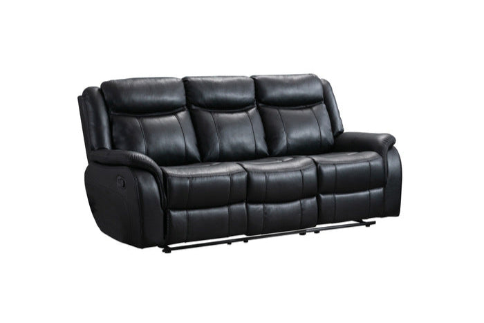 Sofa 3 places Noir Inclinable en Imitation de Cuir #99926BLK-3C