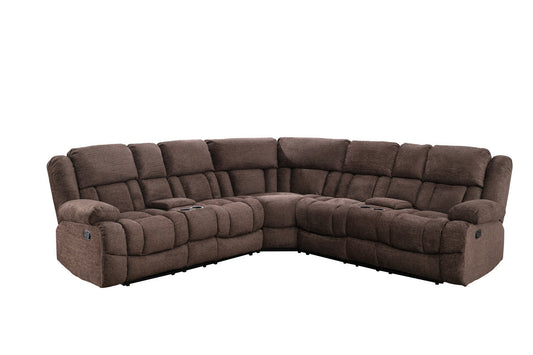 Sofa Sectionnel Inclinable Modulaire 3-Pièces avec Consoles | Brun | SSWRB82999