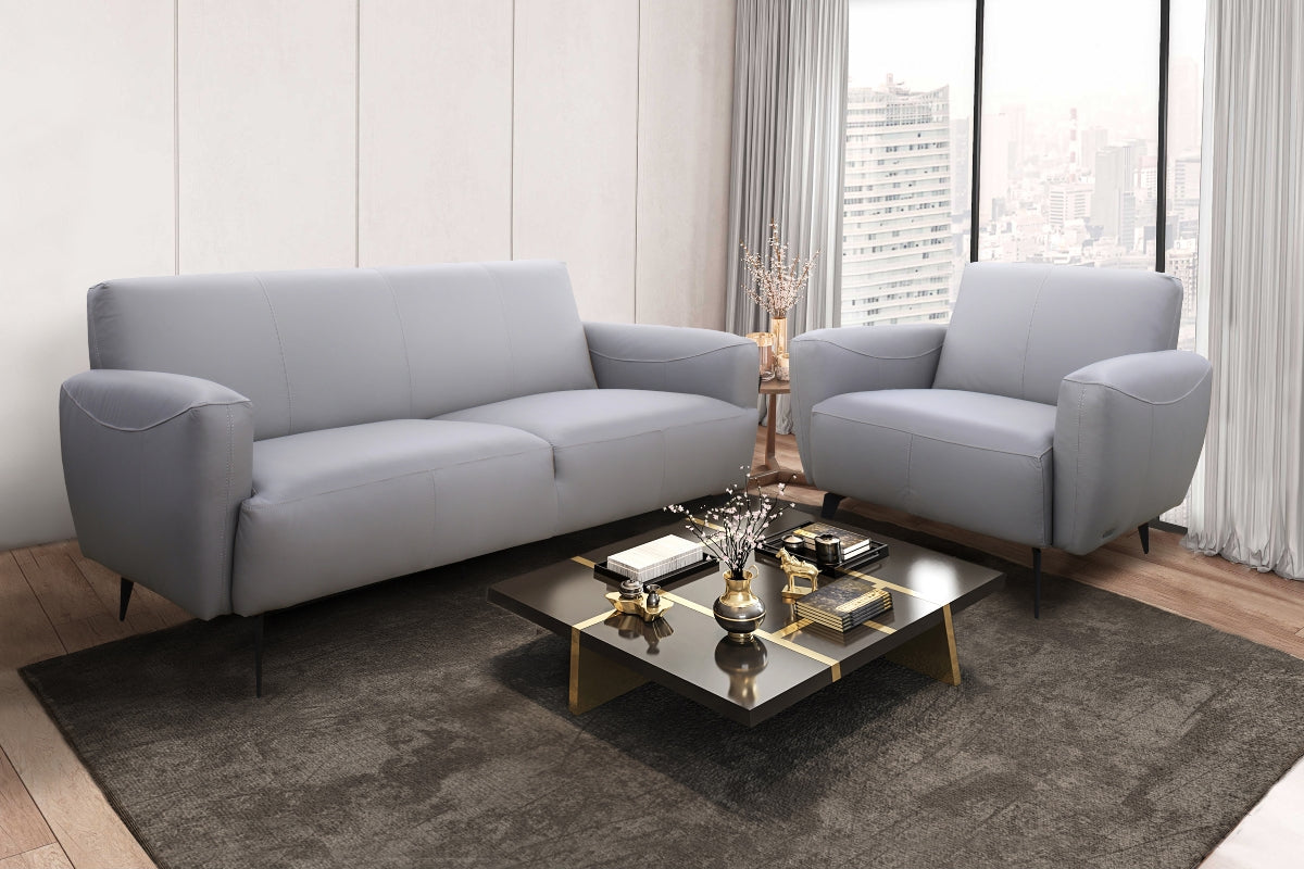 Ensemble de Sofa Bonito en Cuir Véritable | Gris | YRG45999