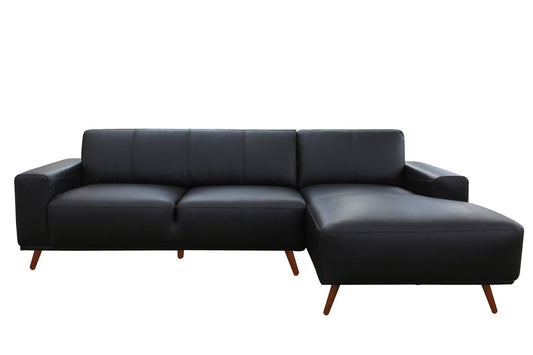 Sofa Sectionnel Ipanema avec Chaise Longue côté Droit en Cuir Brésilien Authentique | Noir | SSKLB65999