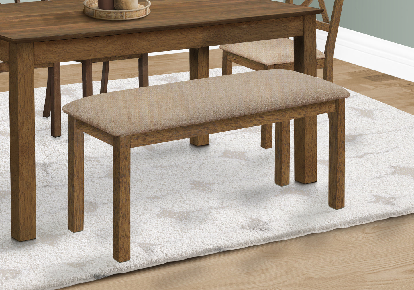 Banc de cuisine - 42"L / Noyer Brun / Siege Tissu Beige / #MO1317