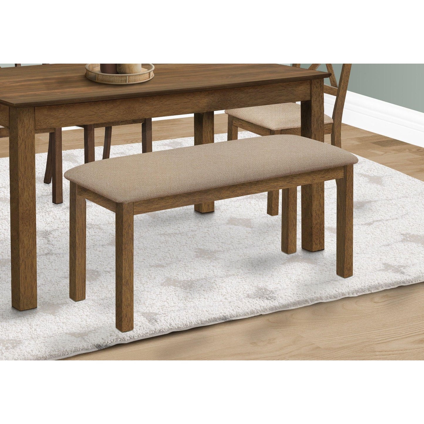 Banc de cuisine - 42"L / Noyer Brun / Siege Tissu Beige / #MO1317