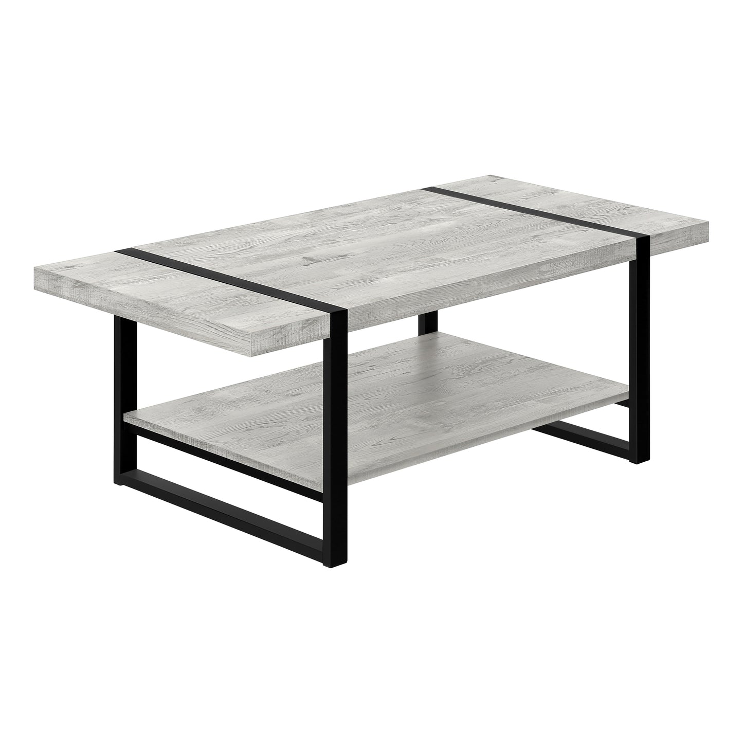 TABLE DE SALON - FAUX BOIS GRIS / METAL NOIR / #2855MO