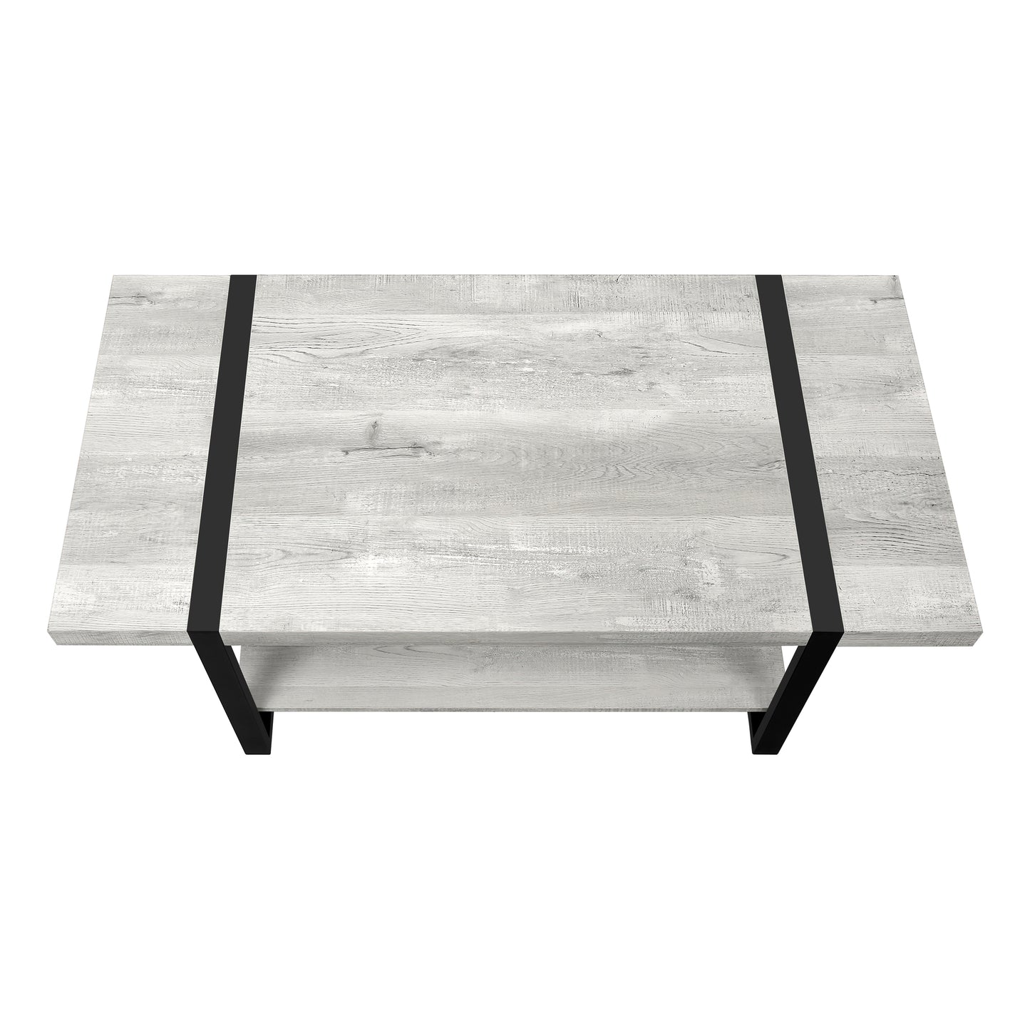 TABLE DE SALON - FAUX BOIS GRIS / METAL NOIR / #2855MO