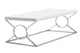 Table de Salon / Blanc Lustre Avec Métal Chrome / #MO3400