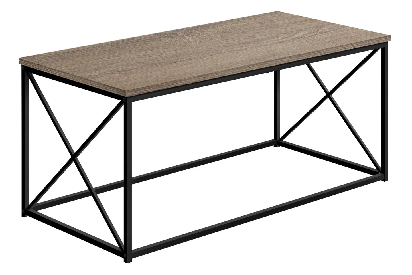 TABLE DE SALON - 40"L / TAUPE FONCE / METAL NOIR / #MO3786