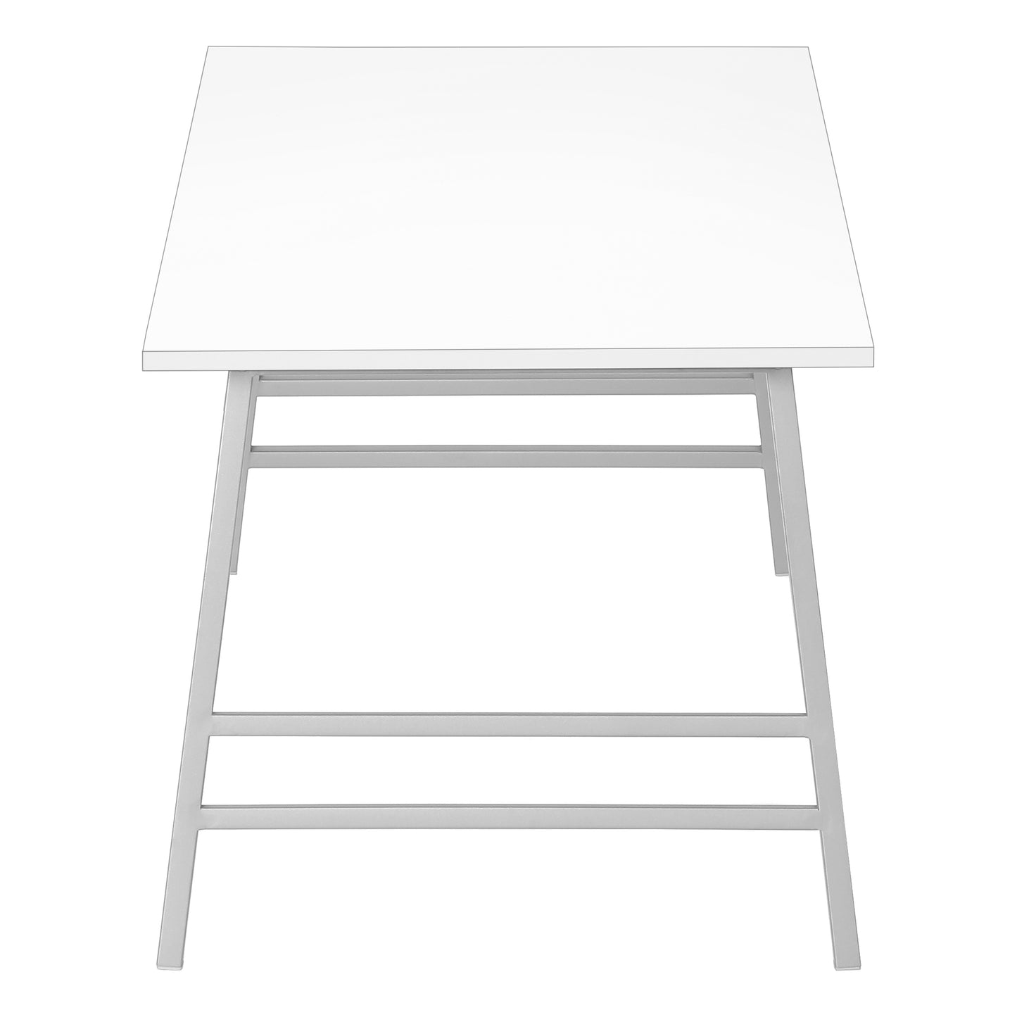 TABLE DE SALON - 40"L / BLANC / METAL ARGENT / #MO3790