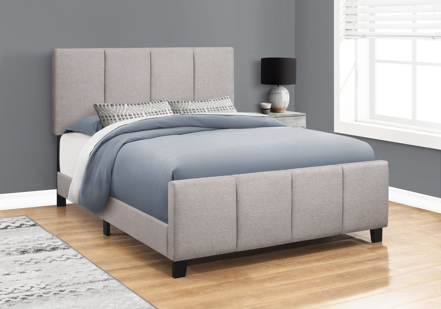Lit Queen Complet/ Tissu Gris / #MO6025Q