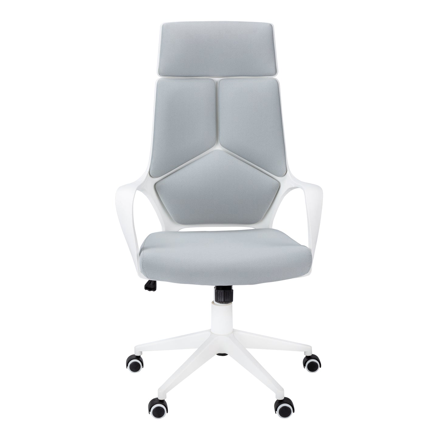 Chaise de Bureau- Blanc / Tissu Gris/ Dossier Exécutif / #MO7270
