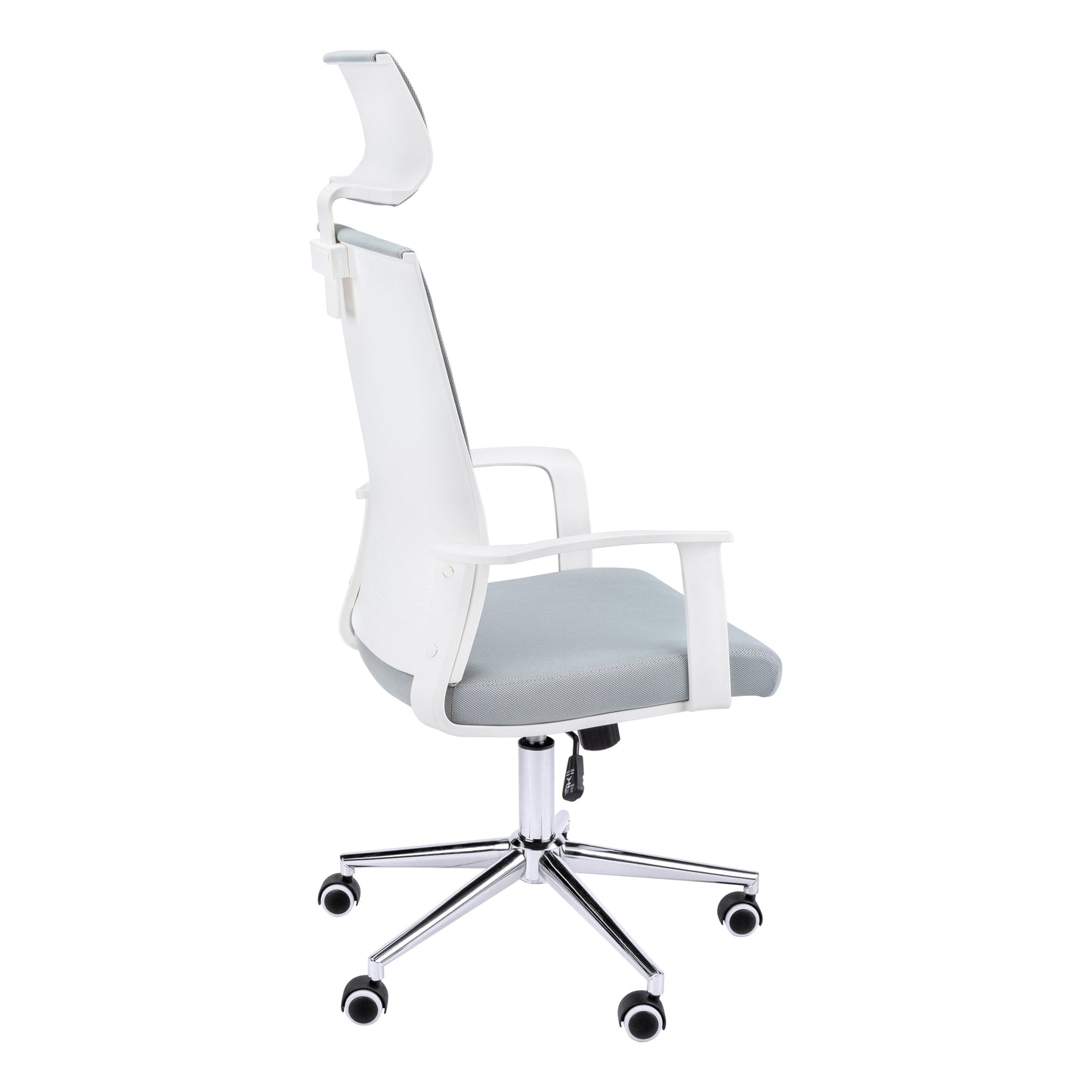Chaise de Bureau- Blanc / Tissu Gris / Dossier Exécutif / #MO7301