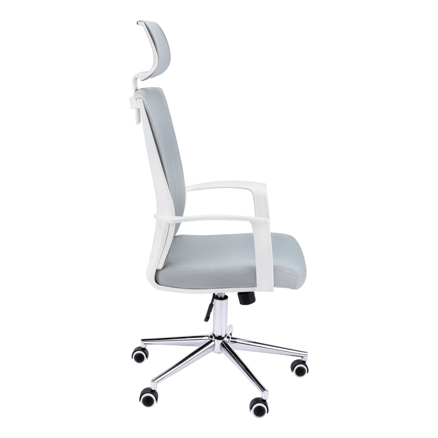 Chaise de Bureau- Blanc / Tissu Gris / Dossier Exécutif / #MO7301