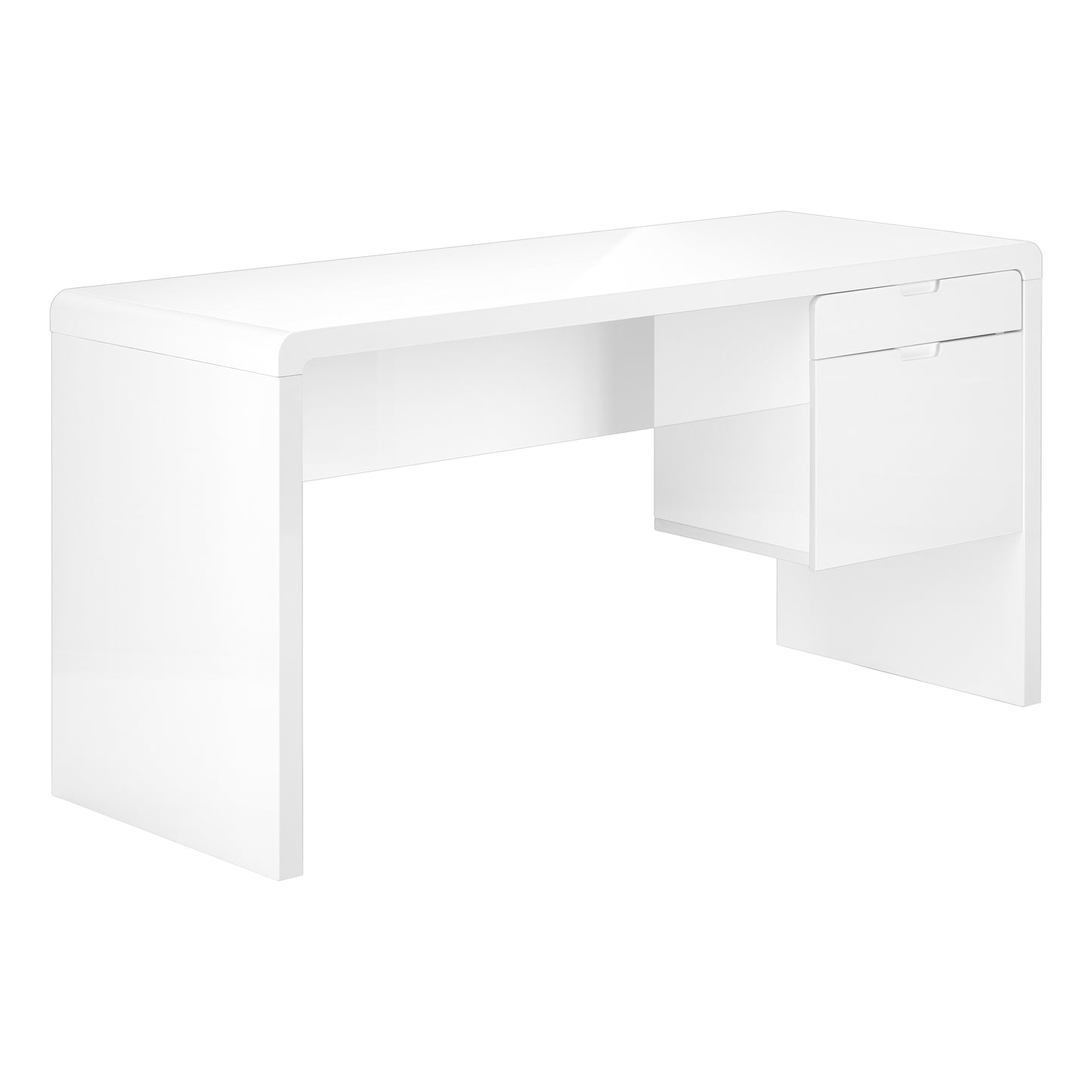 Bureau - 60"L / Blanc Lustré / Tiroir Coté Droite / Gauche / #MO7581