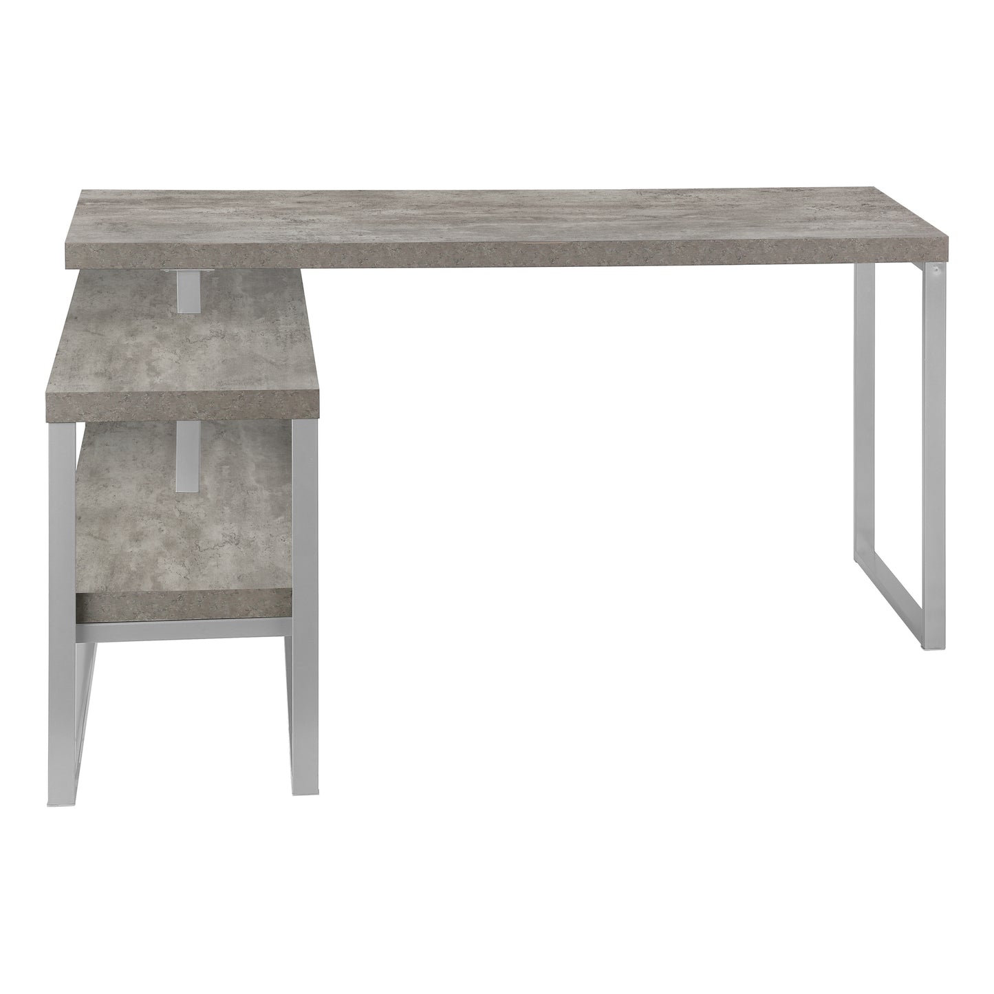 Bureau - 60"L / Métal Argent de Coin Coté D/G / #MO7586