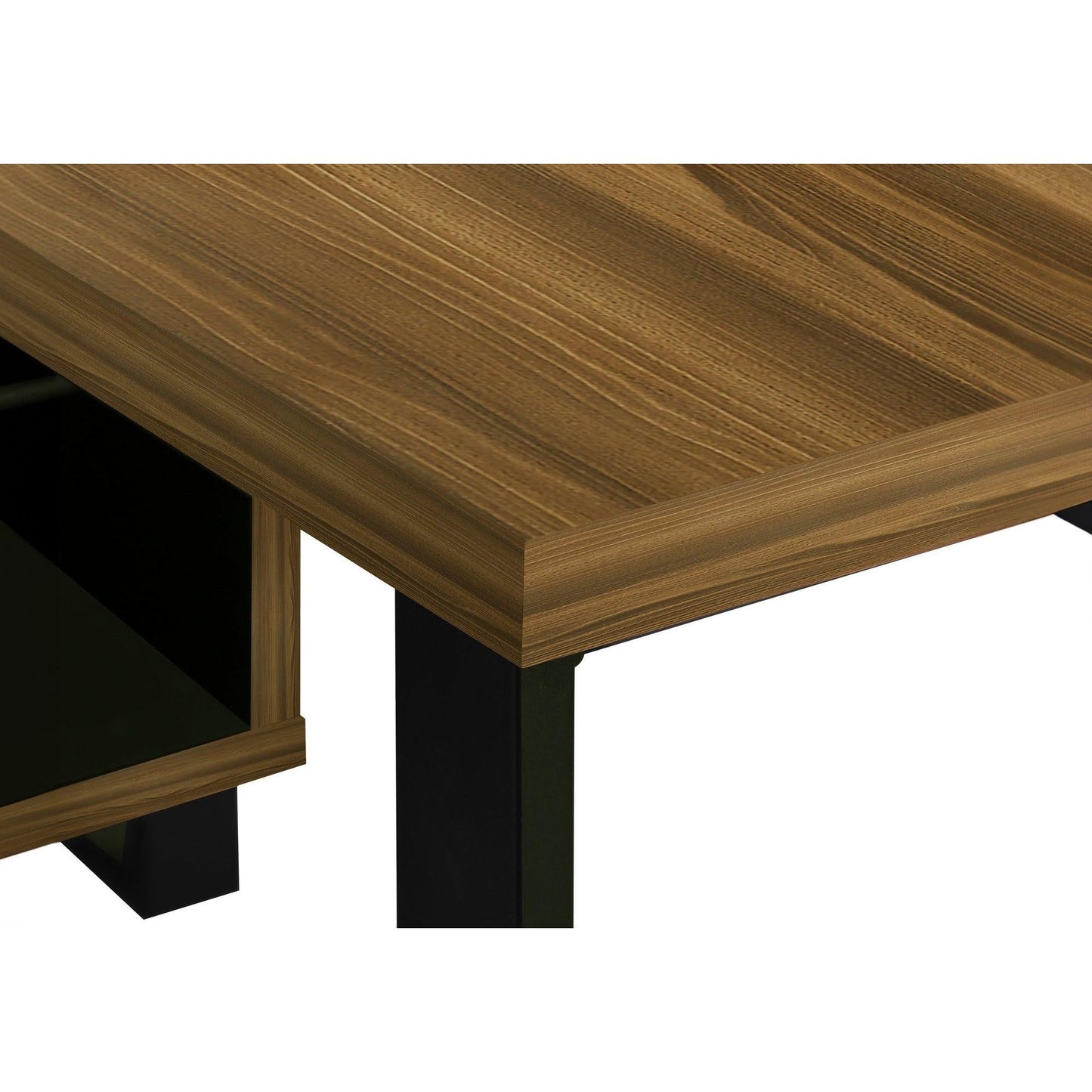 Bureau - 72"L / en Coin Exécutif Apparence Bois / Base Noir / #MO7711