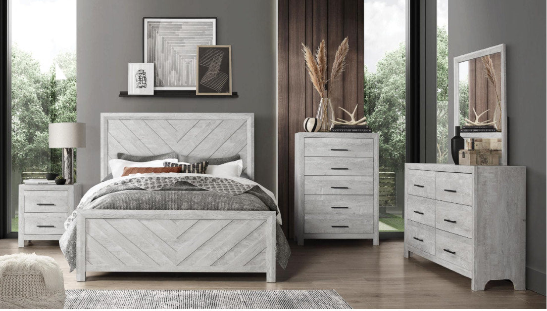 Denver / Ensemble de Chambre à Coucher / 6 morceaux / Gris Pâle