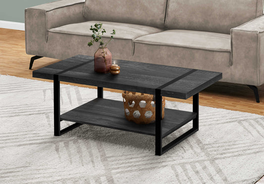 TABLE DE SALON - FAUX BOIS NOIR / METAL NOIR / #MO2860