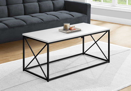 TABLE DE SALON - 40"L / BLANC / METAL NOIR/ #MO3780