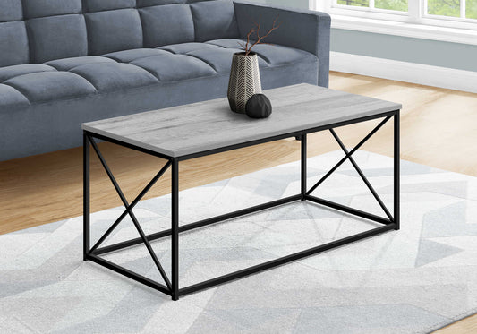 TABLE DE SALON - 40"L / GRIS / METAL NOIR  / #MO3782