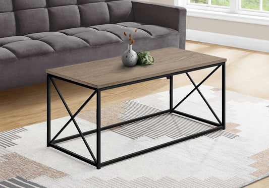 TABLE DE SALON - 40"L / TAUPE FONCE / METAL NOIR / #MO3786