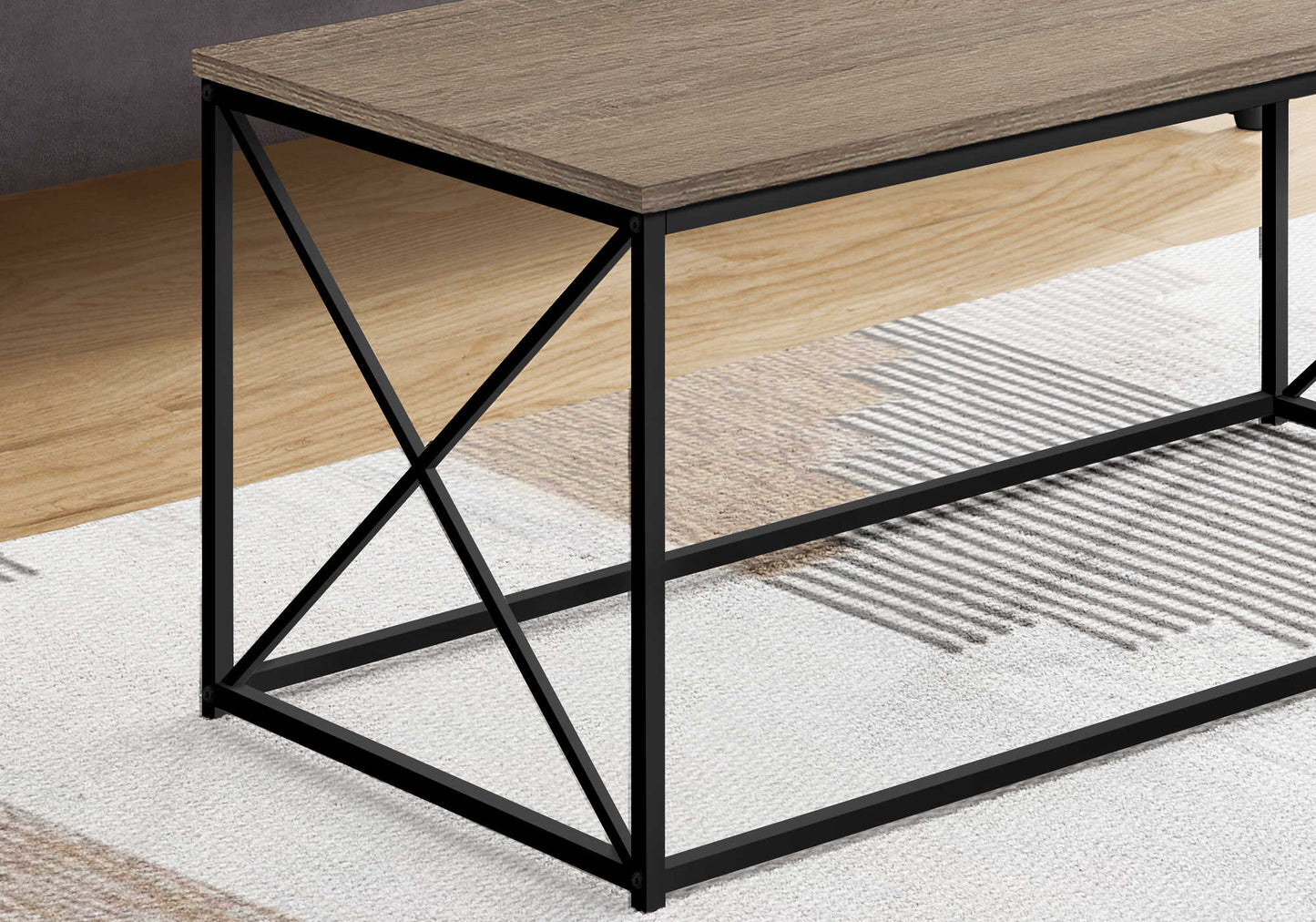 TABLE DE SALON - 40"L / TAUPE FONCE / METAL NOIR / #MO3786
