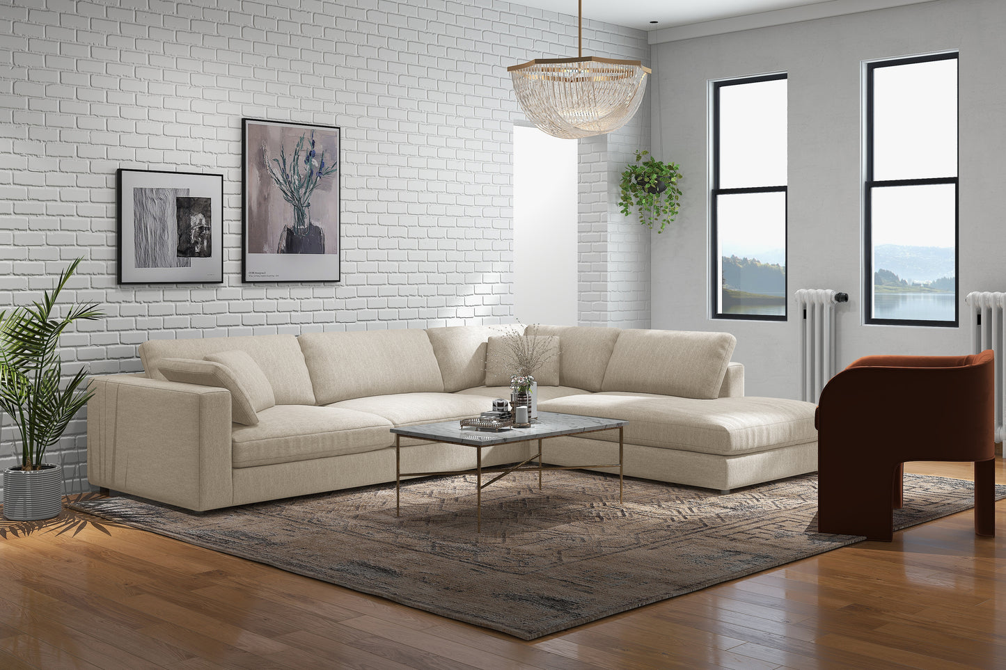 Sofa Sectionnel Beige Joelle