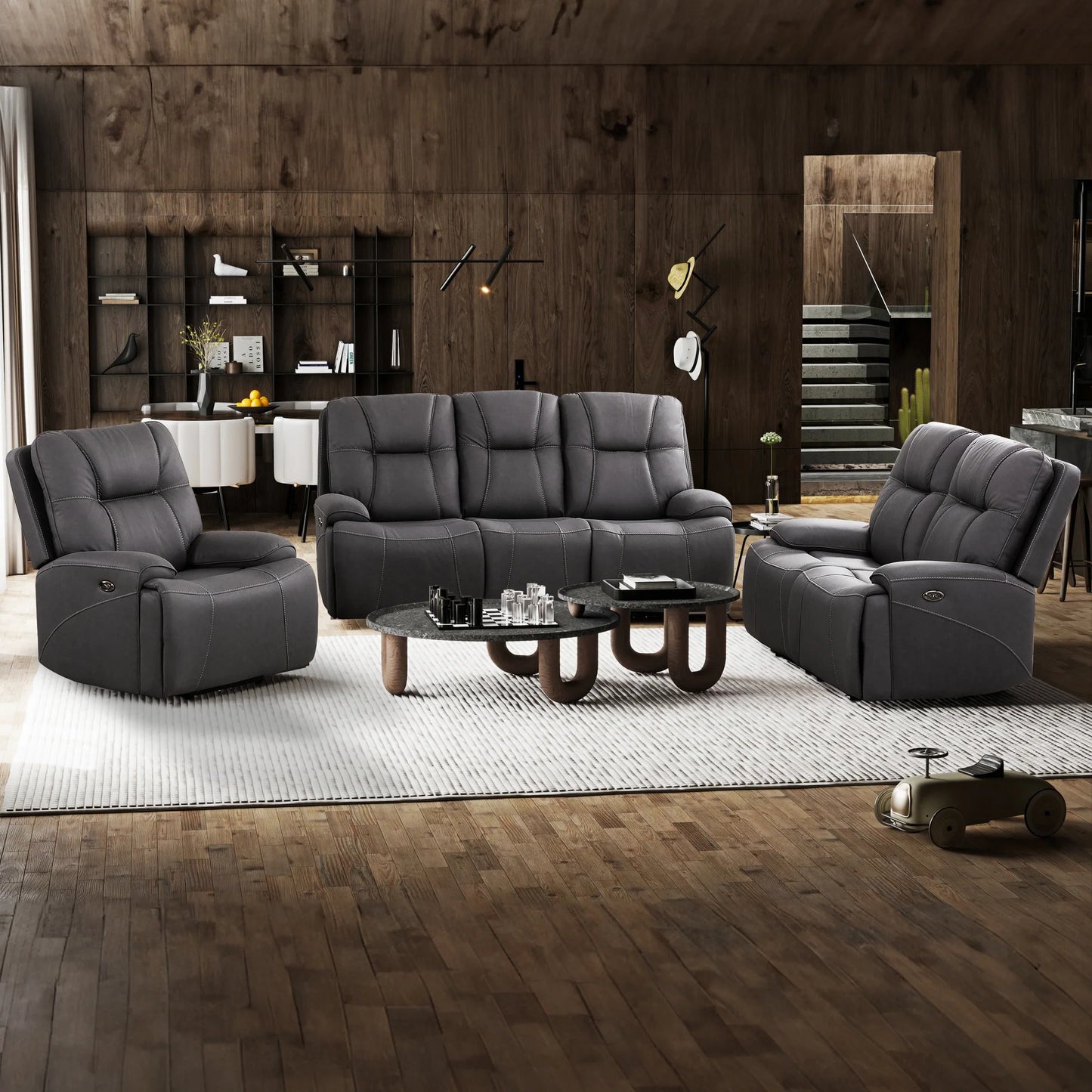 Sofa Inclinable Charcoal / Électrique / Polyester / Kirke
