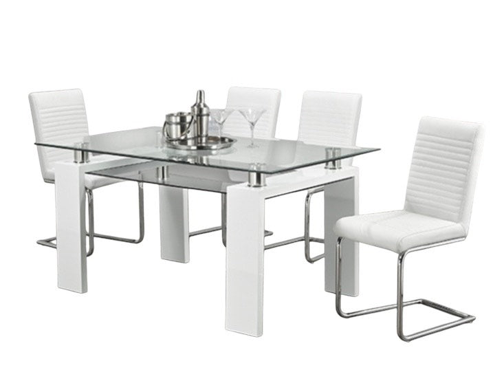 Table de Cuisine- 63'' / Verre Trempé avec Pieds Chromés Moderne | T-1480
